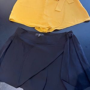 2 Missguided Mustard and Black Scort Shorts Skirts  Size 6